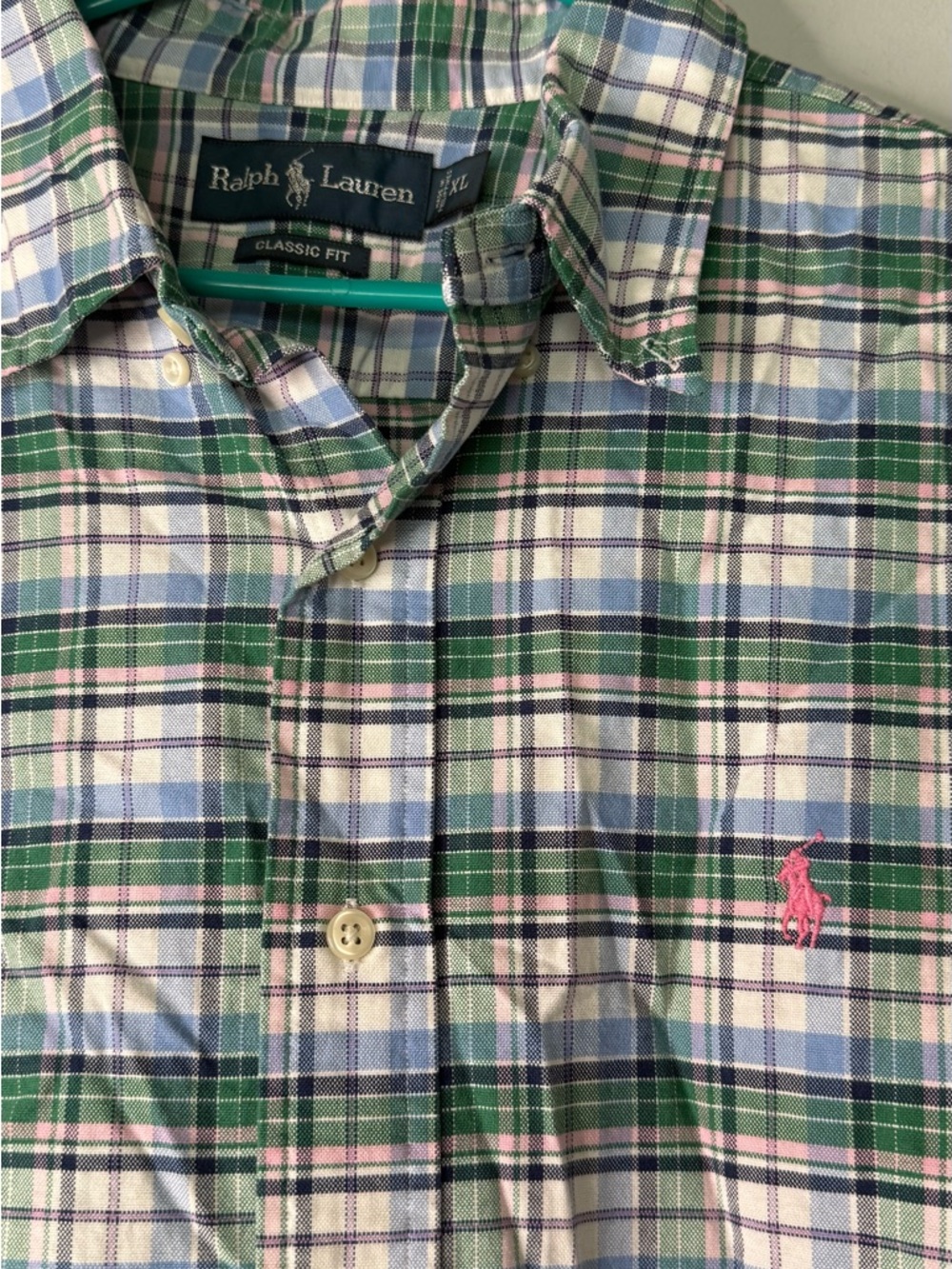 NWT Polo by Ralph Lauren multicolor Plaid Button-Down w/ Pink Pony Embroidery